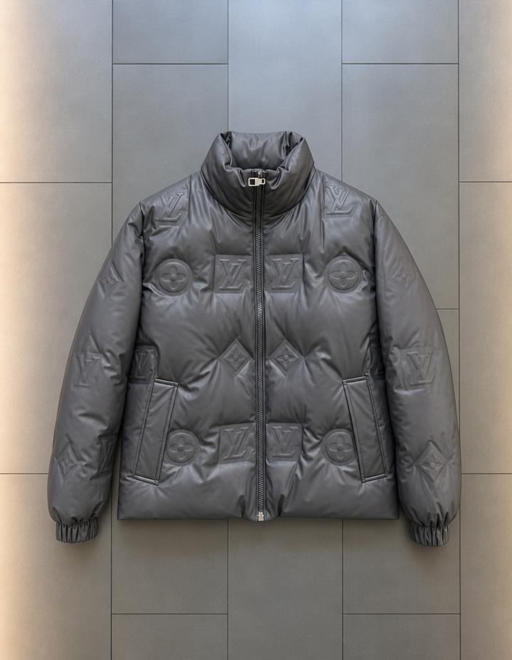 Louis Vuitton grey embossed monogram puffer jacket