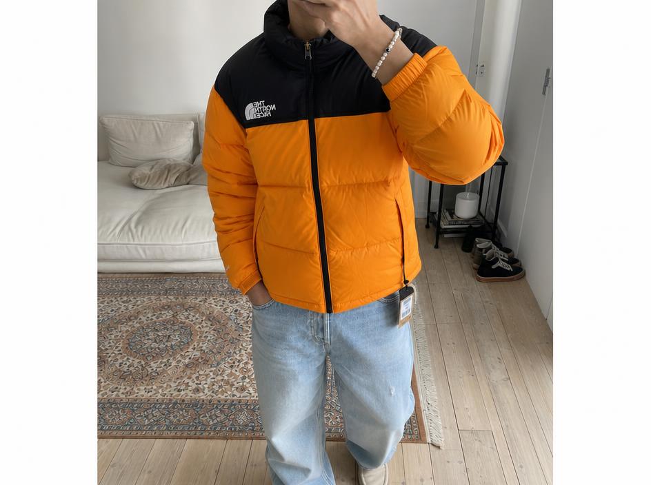 The North Face Orange & Black Quilted Puffer Jacket New