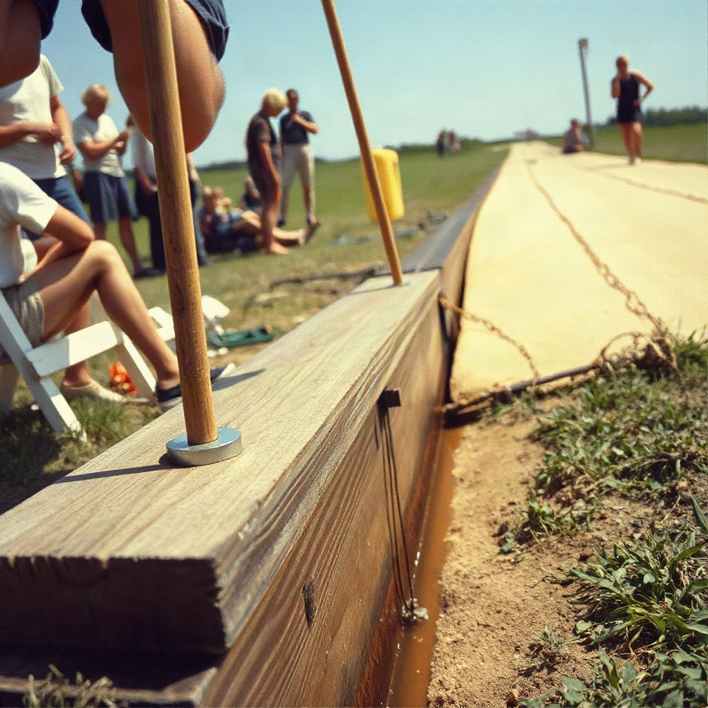 The shoe-plate: a flat disc on the pole's foot, caked with ditch mud
