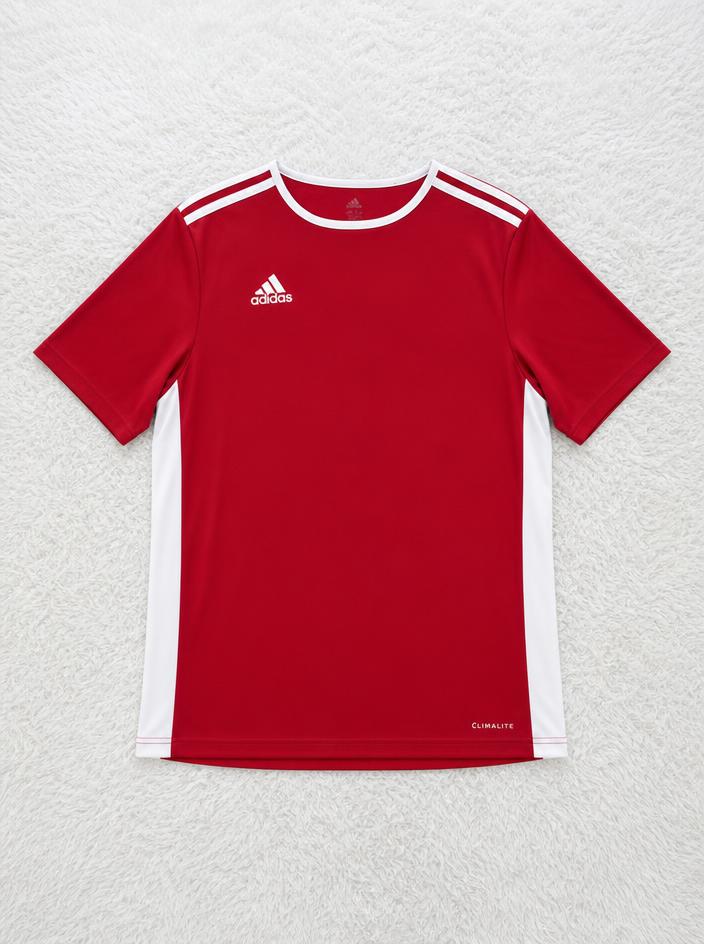 adidas Red Sports T-Shirt with White Stripes – Very Good