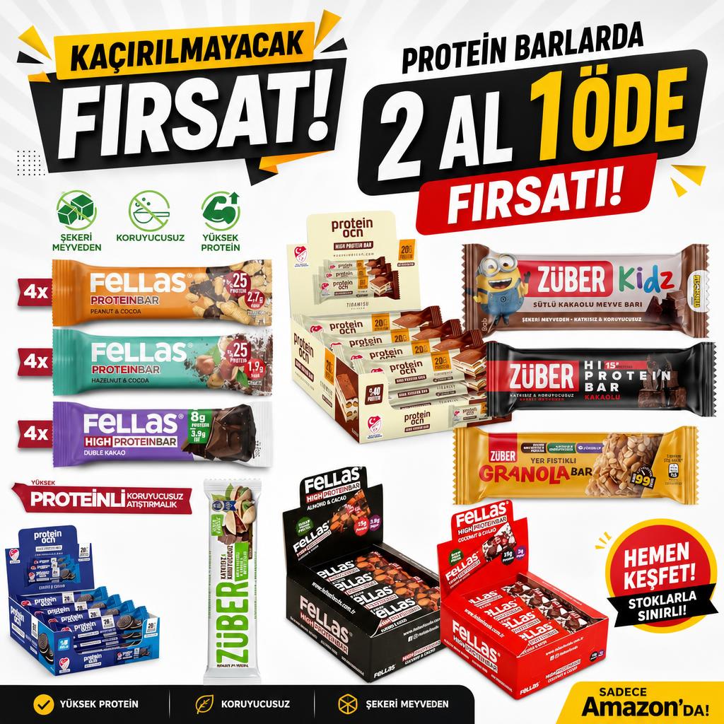 PROTEİN BARLARDA 2 AL  1 ÖDE FIRSATI!