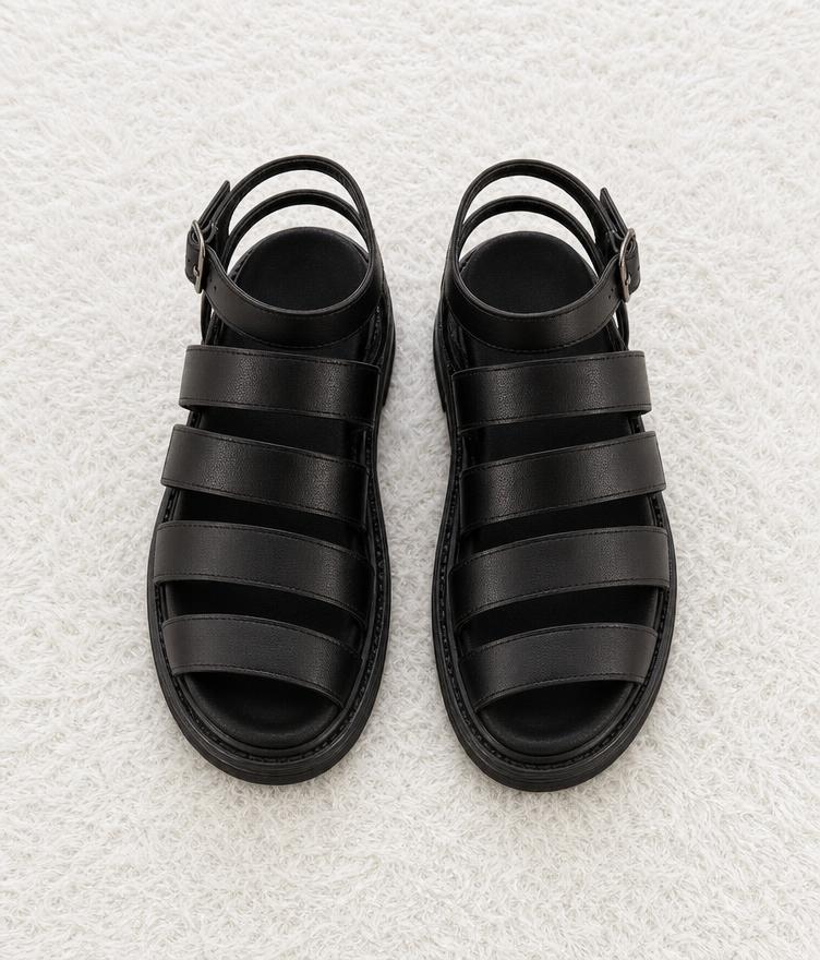Black Multi-Strap Gladiator Sandals – Very Good Condition