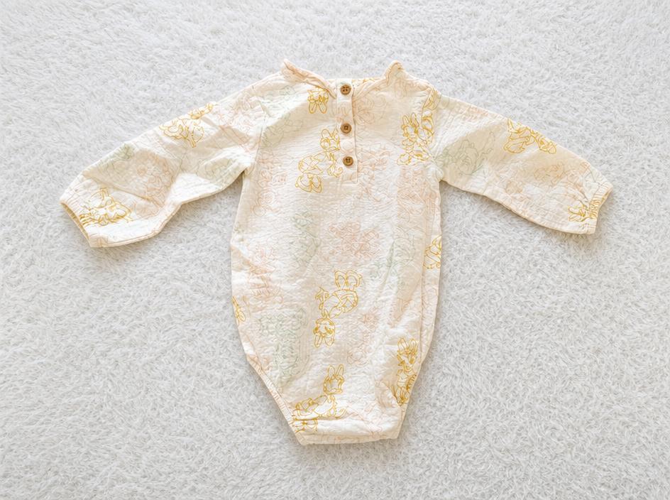 Kids quilted floral button jacket in cream