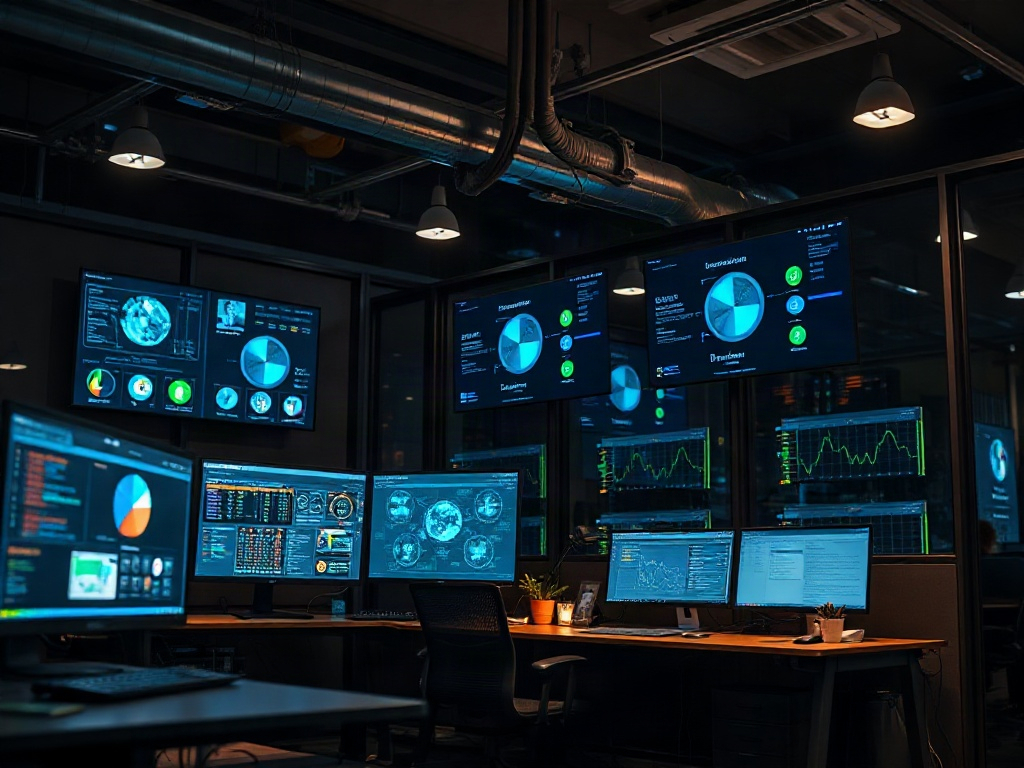 Illustration of no-code business management system automating processes easily