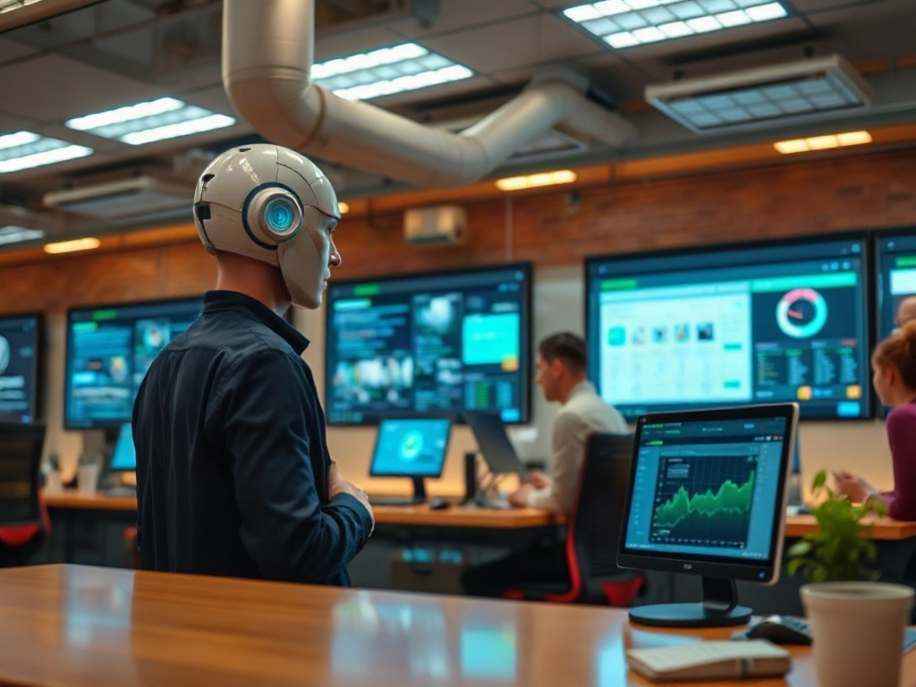 Illustration of AI chatbots enhancing customer loyalty at a digital front desk in AI tools niche