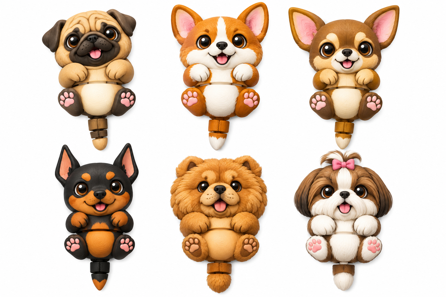 cute cartoon pug puppy figurine — free 3D model