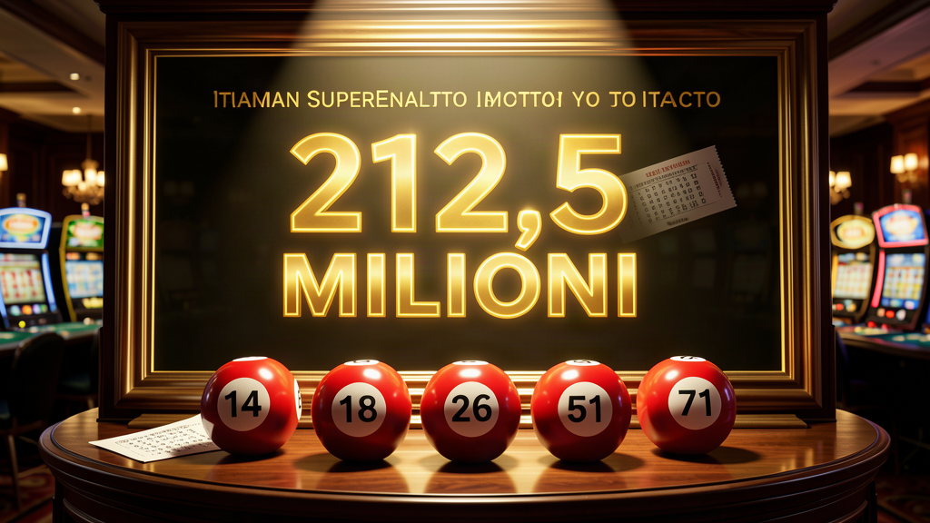Jackpot SuperEnalotto a 212,5 milioni di euro