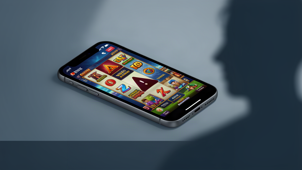 Gioco online su smartphone con simbolo di avvertimento