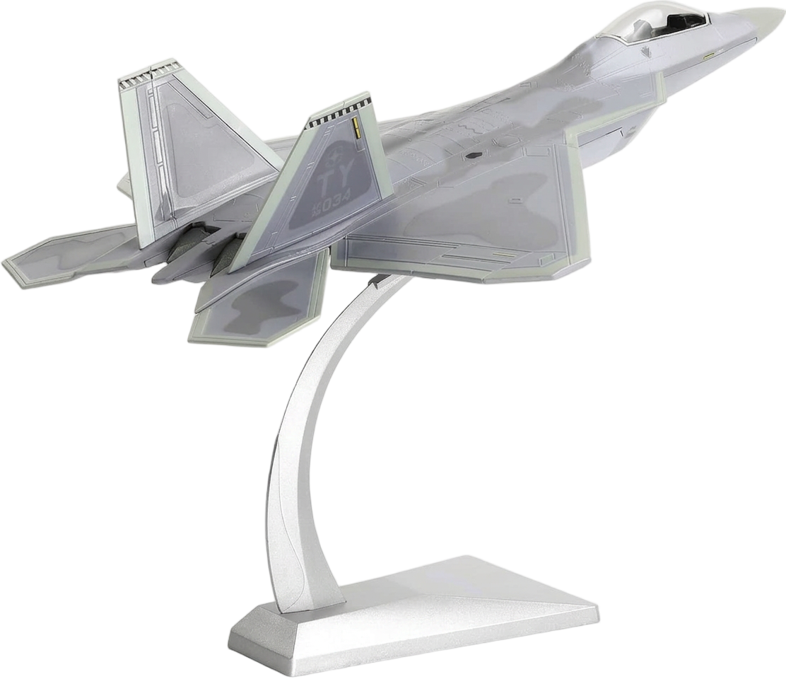 F-22 Raptor fighter jet model on stand — free 3D model