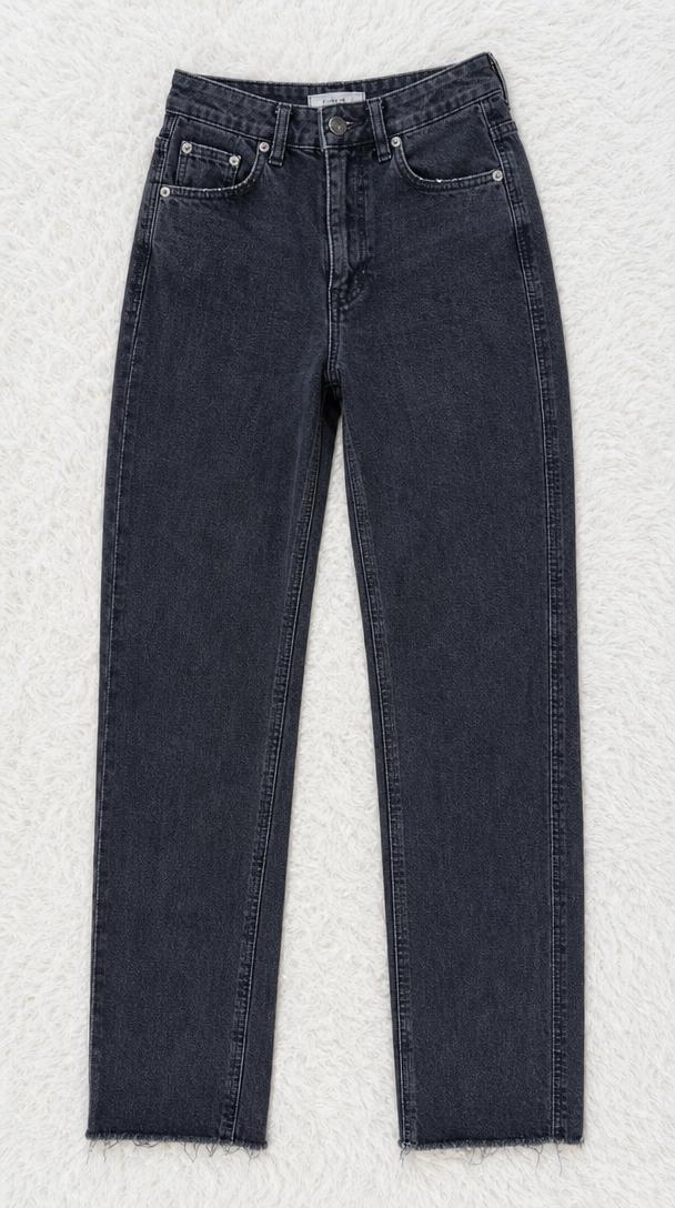 Dark charcoal high-rise straight-leg jeans – very good condition