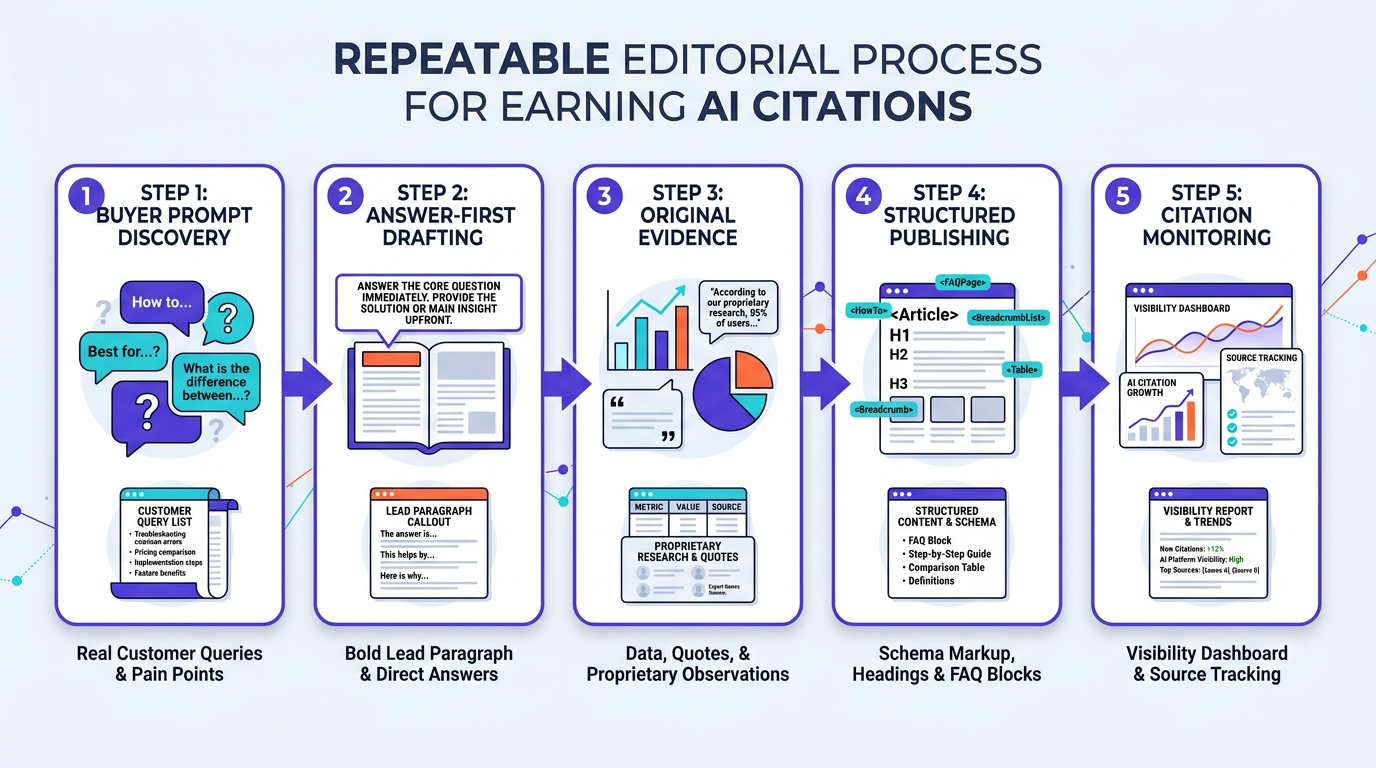 Five-step ChatGPT citation workflow for small brands and smaller sites
