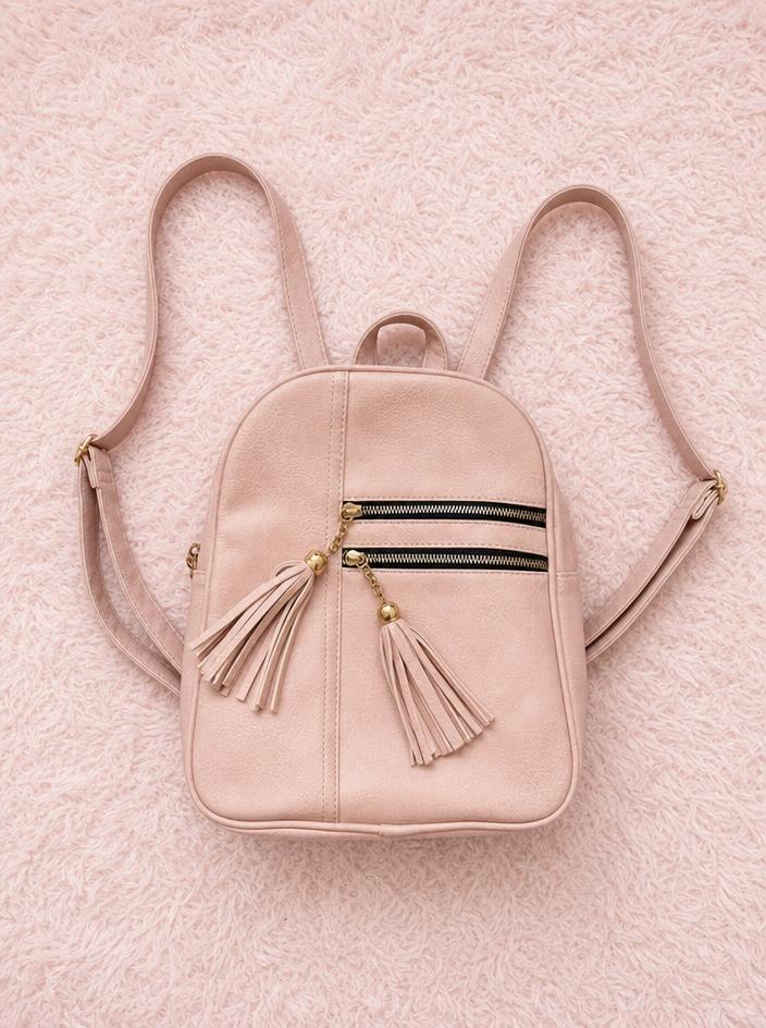 Blush Pink Crossbody Bag with Tassel Zip Details – Very Good