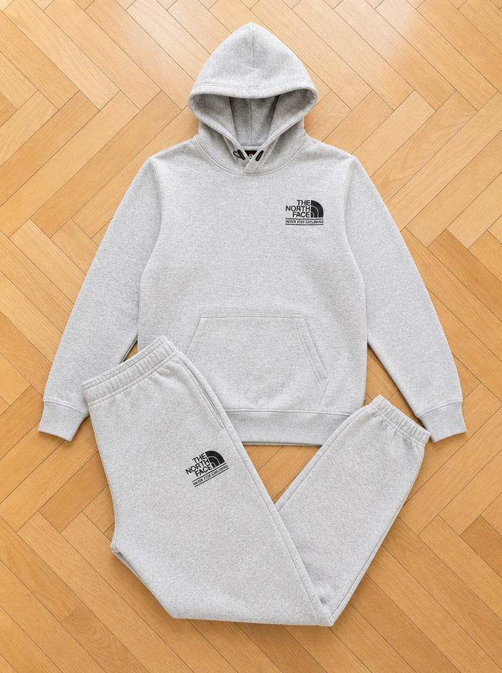 The North Face Grey Hoodie & Joggers Tracksuit Set