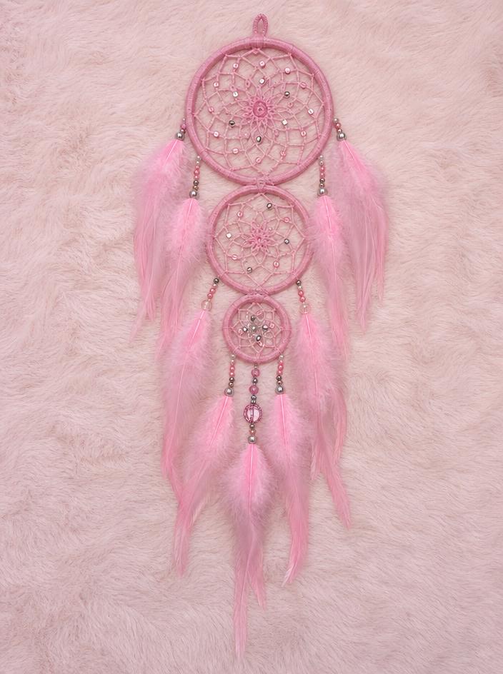 Pink Feather Dreamcatcher Wall Hanging Boho Decor