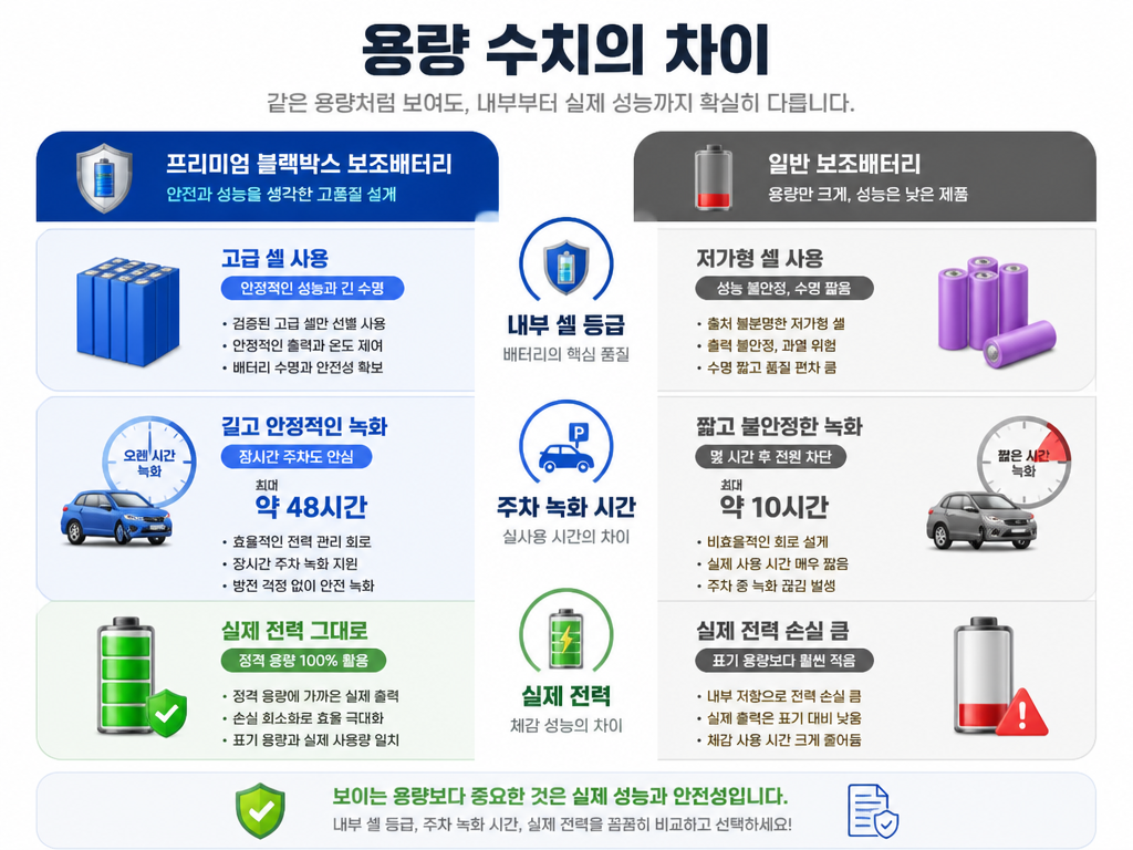 보조배터리 수명, 용량이 같아도 버티는 시간이 다른 이
