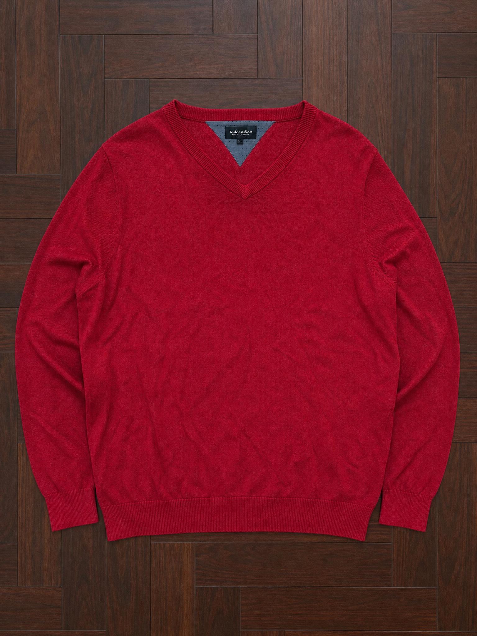 Tailor & Son burgundy V-neck jumper 3L, very good condition