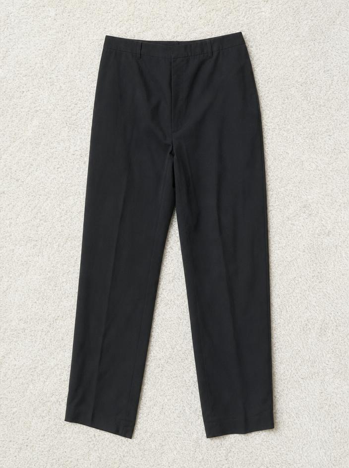 Black straight-leg trousers with elasticated waist – very good