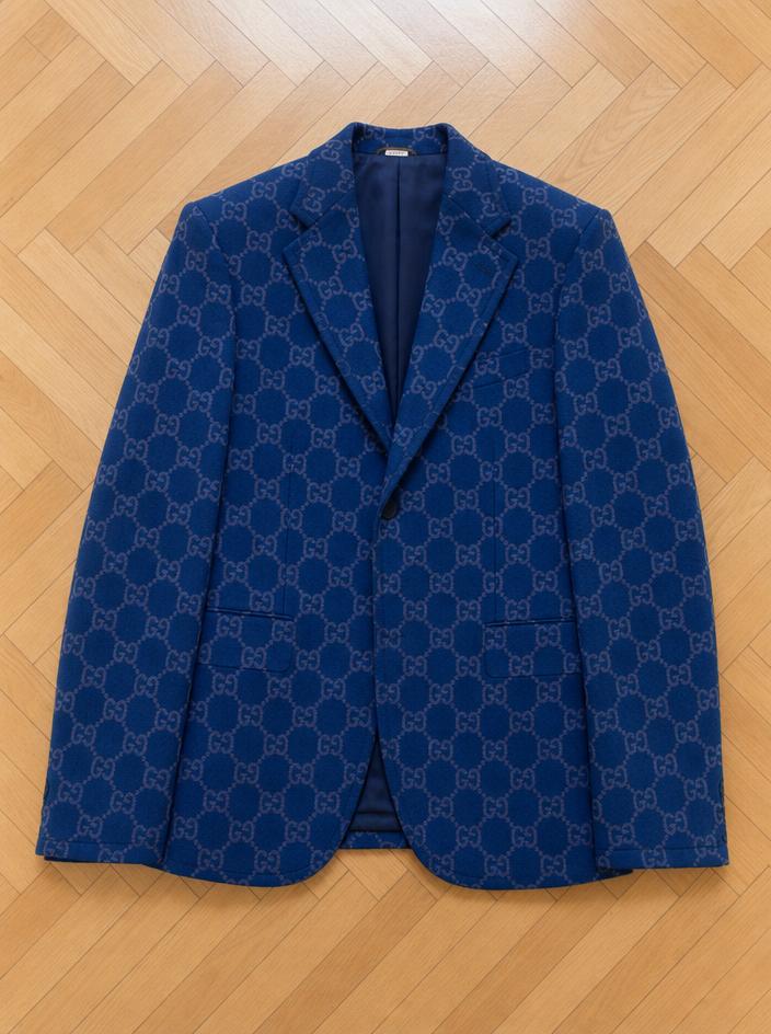 Gucci GG Monogram Blue Blazer Jacket New With Tags