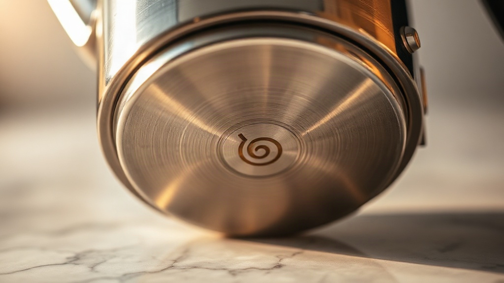 Pictogramme de compatibilité induction gravé sous le fond d'une théière en inox