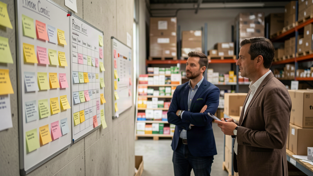 Mur de priorisation dans un entrepôt e-commerce pendant une transformation digitale