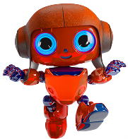 small red and blue robot character