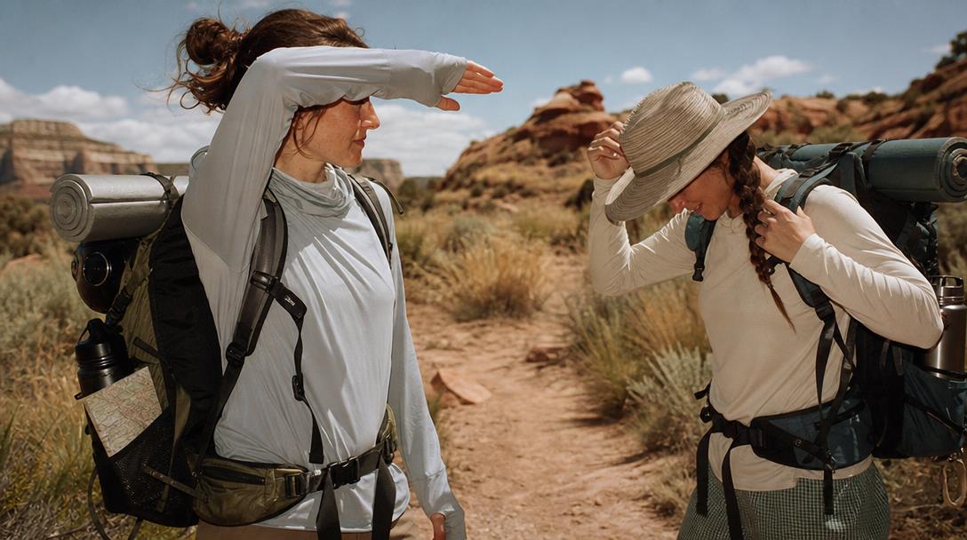Various hiking shirt styles matched to backpacking trip types