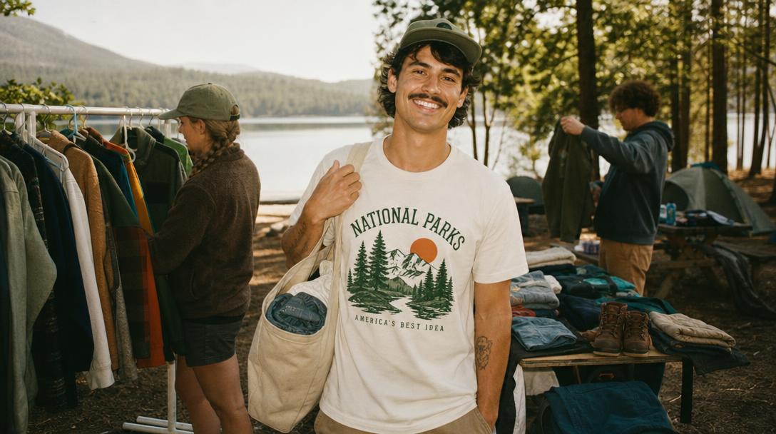 Collection of sustainable hiking clothes available online