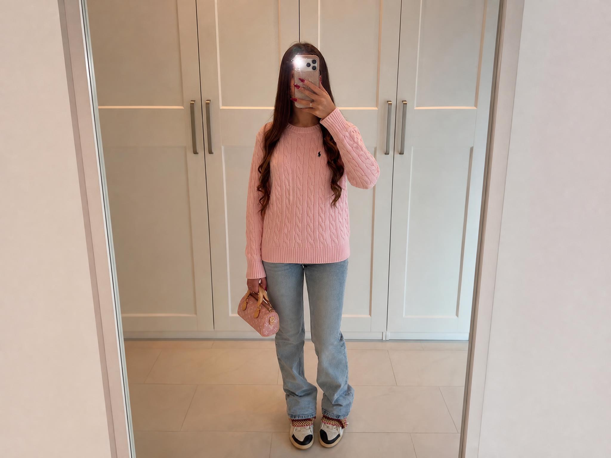 Polo Ralph Lauren Pink Cable Knit Jumper Very Good Condition