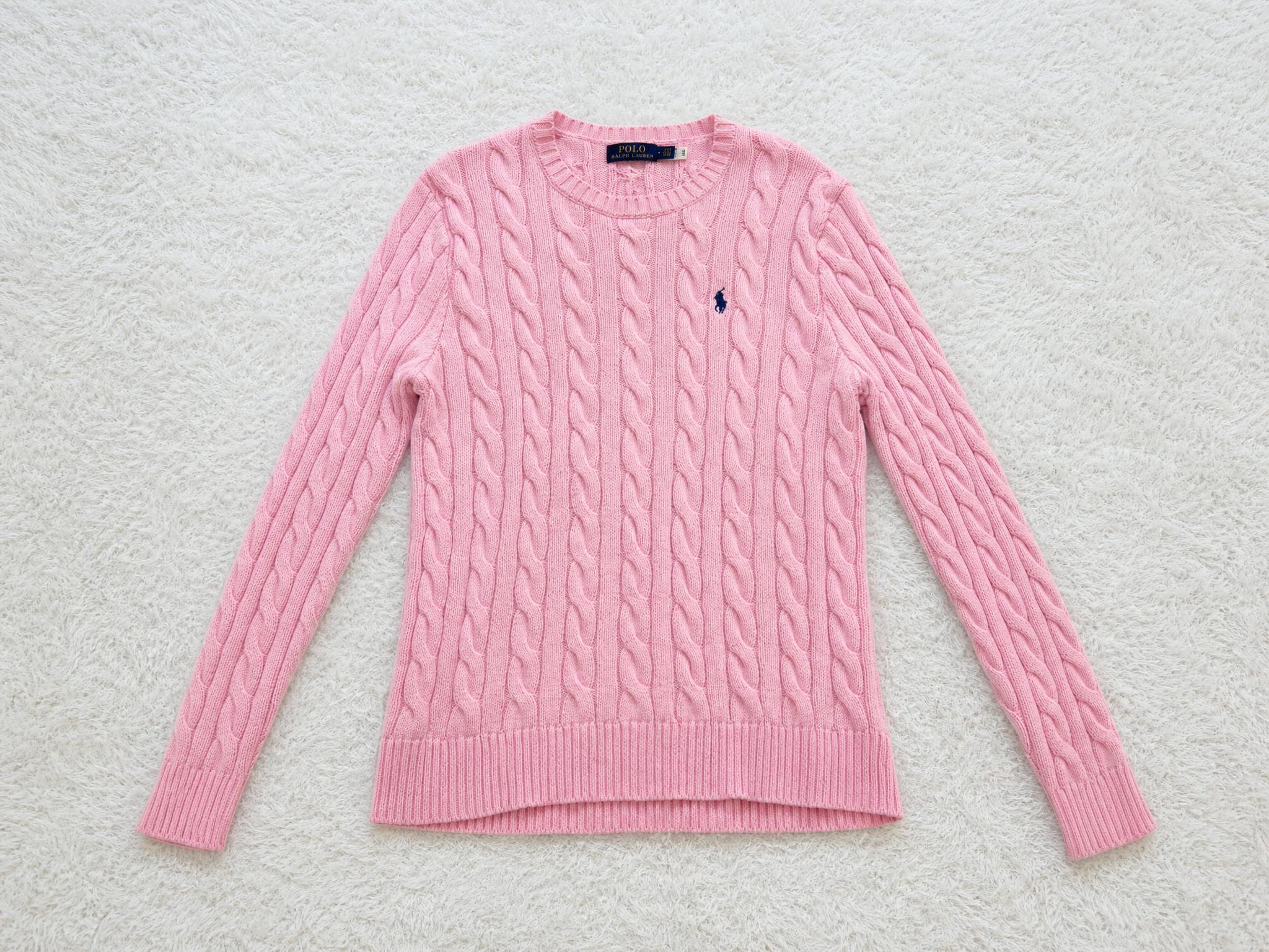 Polo Ralph Lauren Pink Cable Knit Jumper Very Good Condition