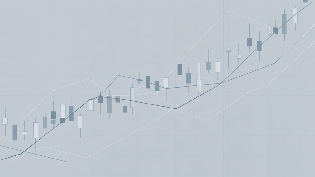 Dashboard de análise técnica minimalista mostrando gráfico abstrato de preços com linhas geométricas