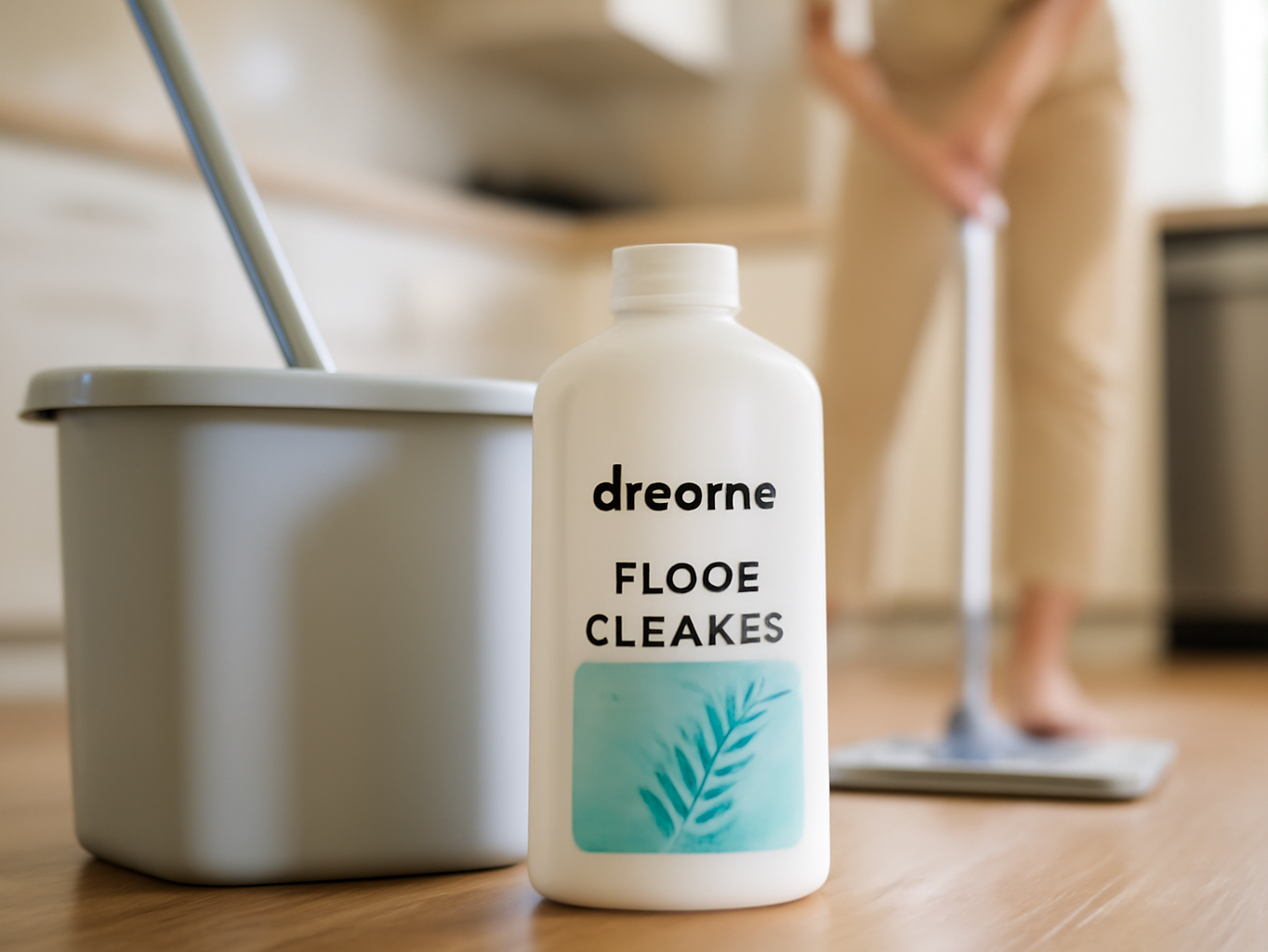 I Tried This Dreame & MOVA Compatible Floor Cleaning Solution (Worth It?): A woman mopping a light wood kitchen floor wi