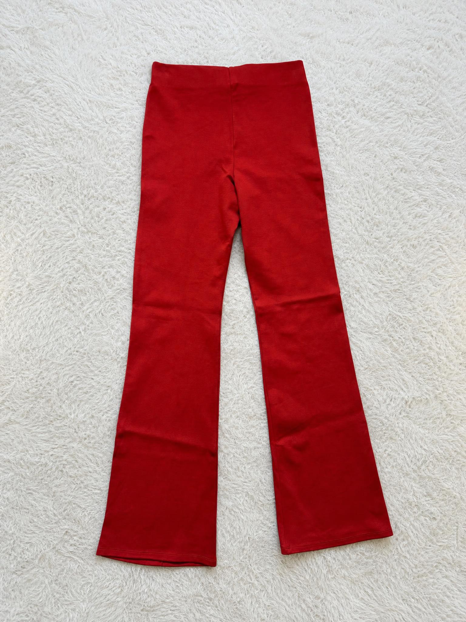 Red high-waisted wide-leg trousers – very good condition