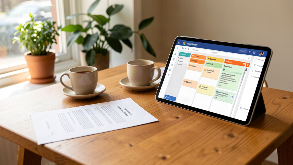 Salle de réunion avec un tableau kanban de projet e-commerce entre marchand et agence