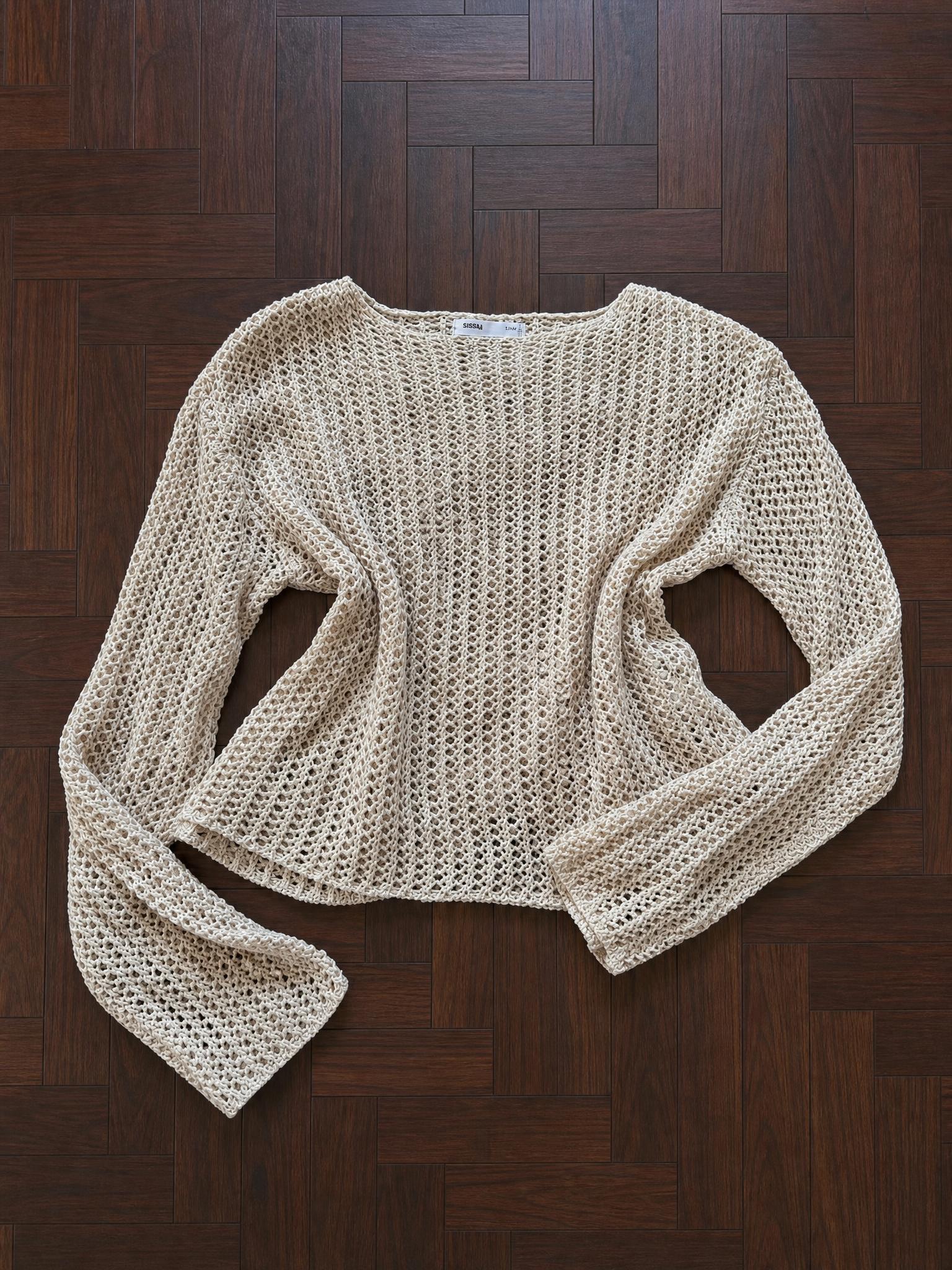 Sinsay cream open-knit crochet jumper size S
