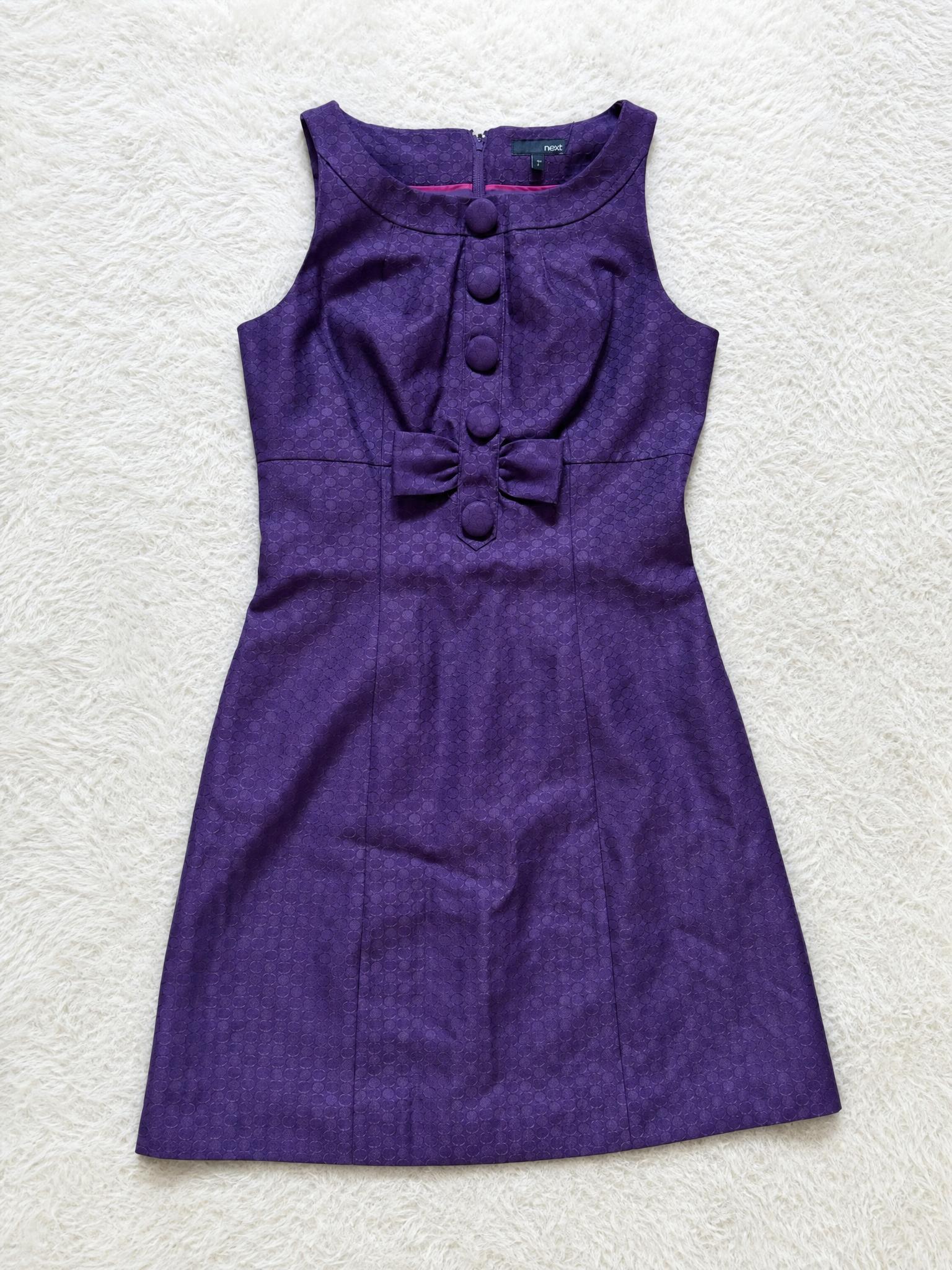 Next girls purple textured bow-front dress age 10
