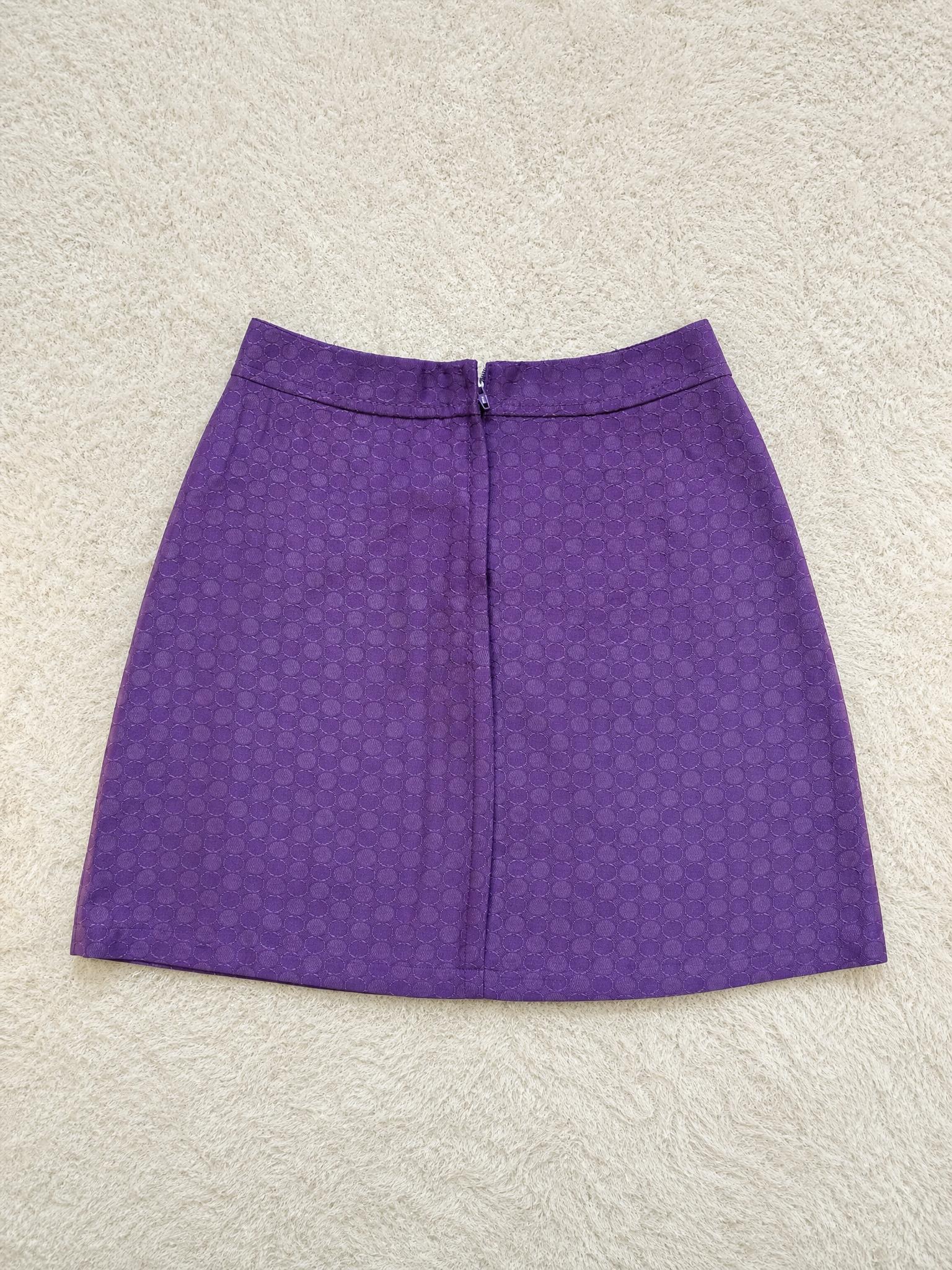 Purple Textured Jacquard Trousers with Front Zip