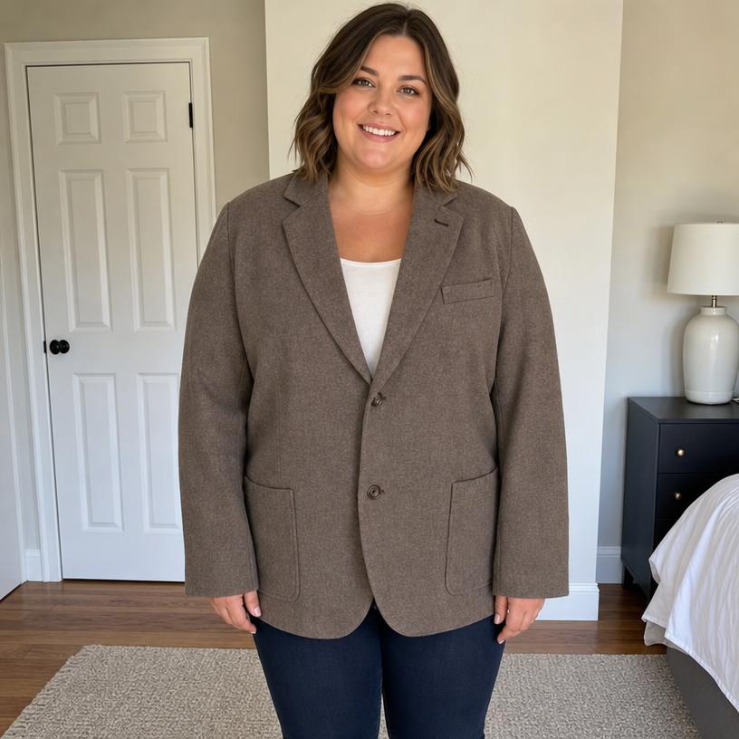 Taupe Brown Tailored Two-Button Blazer – Very Good