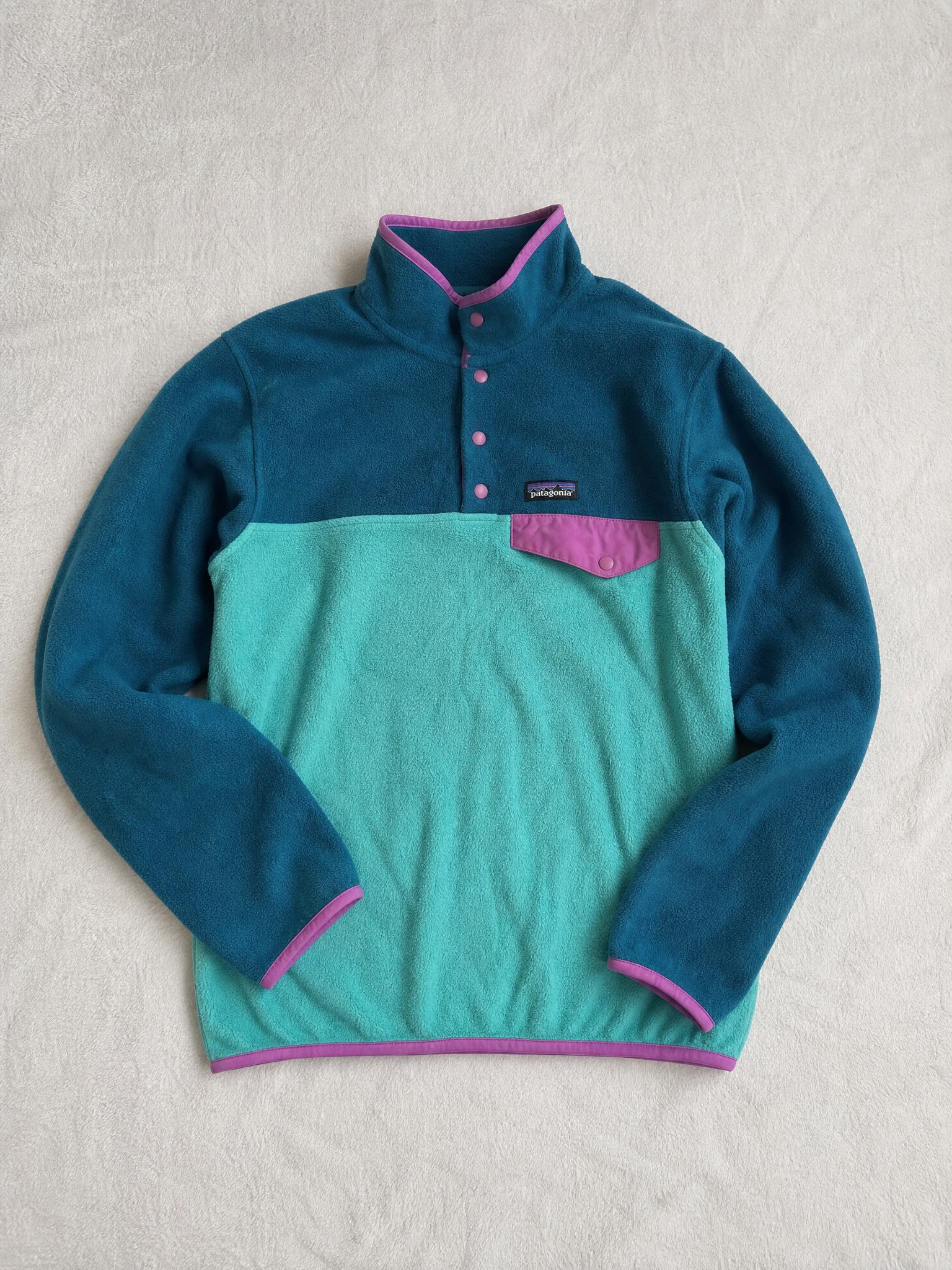 Patagonia Colour-Block Fleece Pullover Snap-T Style Very Good
