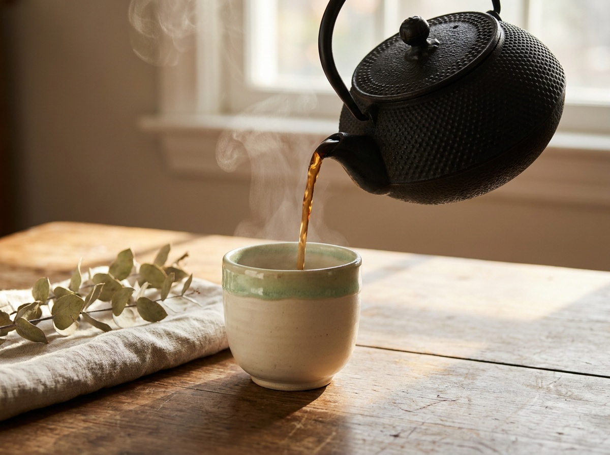 Infusion du thé dans une théière