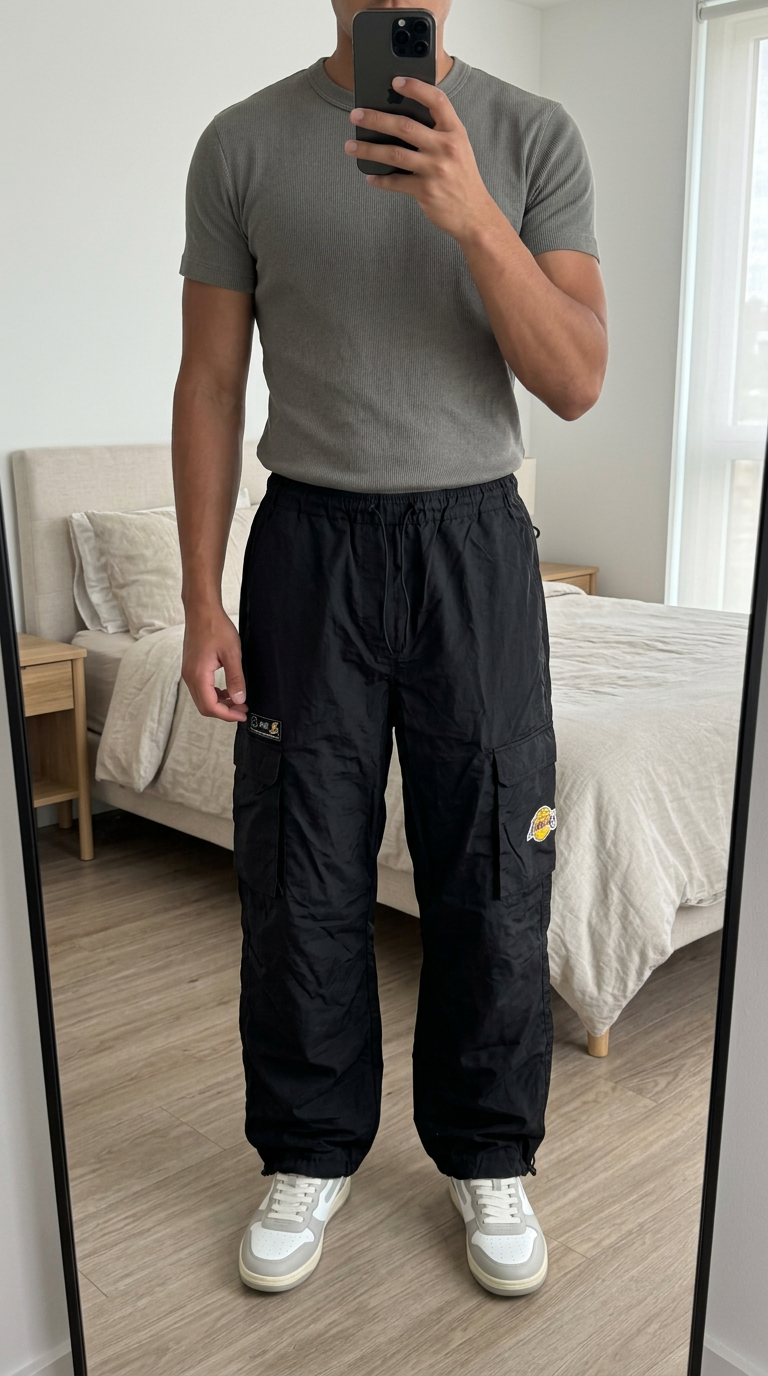 Los Angeles Lakers Black Cargo Basketball Trousers