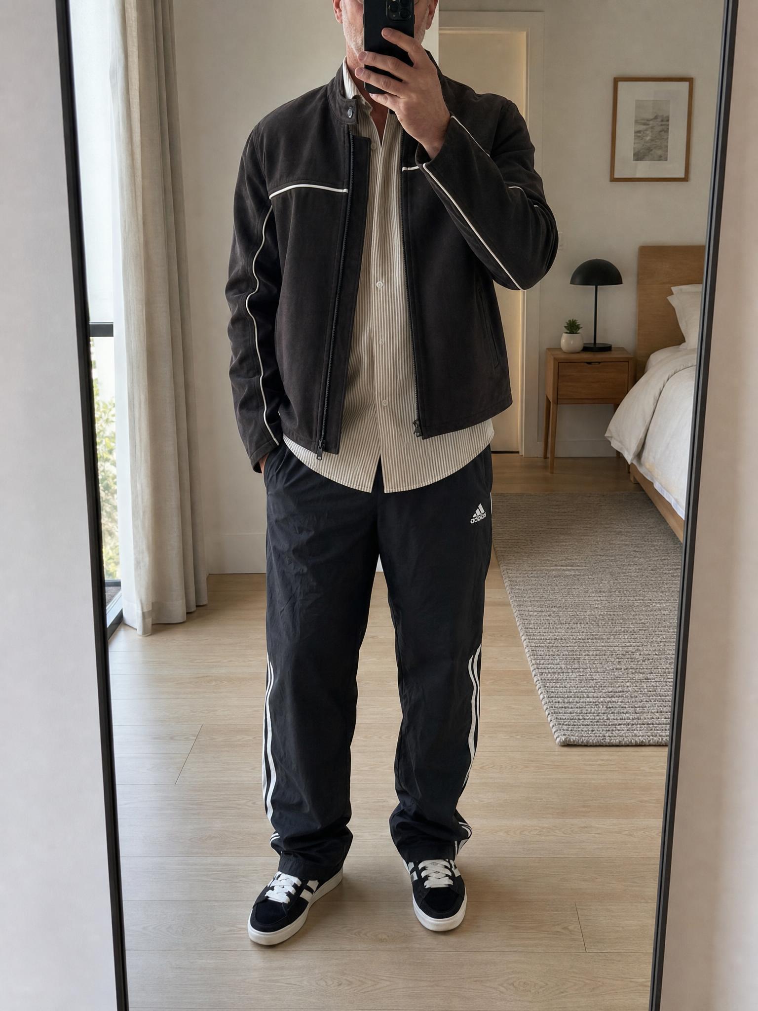 adidas Black Track Pants with 3 Stripes - Very Good