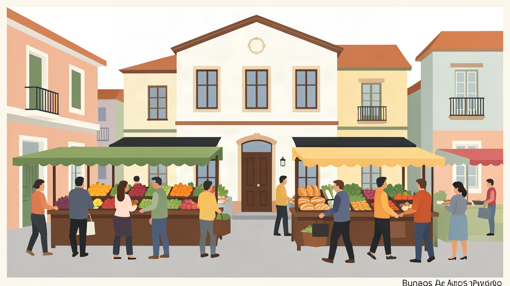 Mercado municipal, ilustración editorial sobre los nuevos horarios del Mercado de Morón