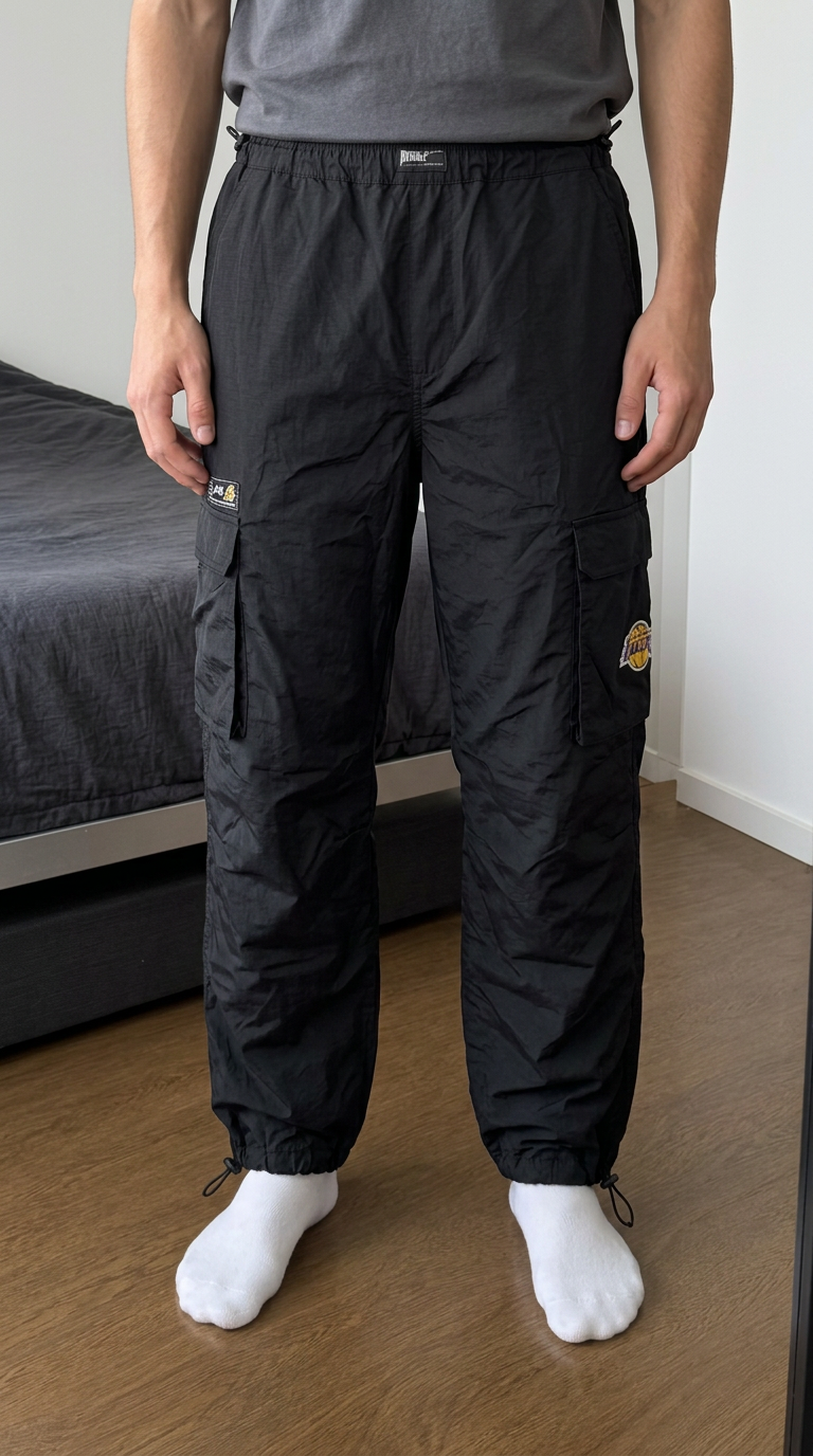 Black Los Angeles Lakers Cargo Basketball Trousers Very Good