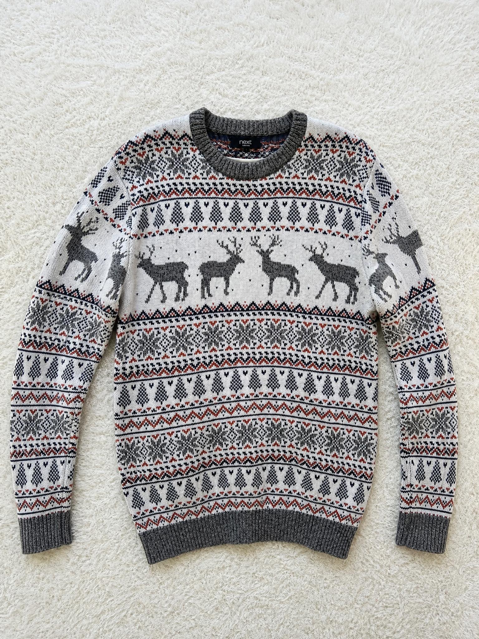 Next men's Nordic reindeer Fair Isle jumper size L very good