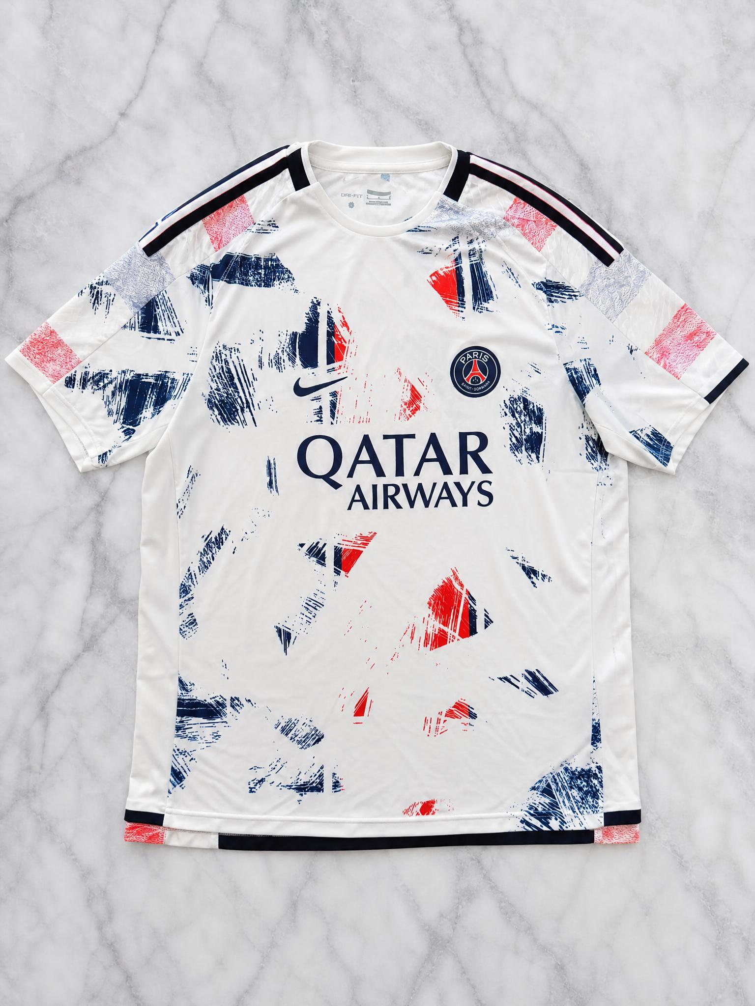 Nike PSG Football Shirt White Qatar Airways HEAT.RDY Size L