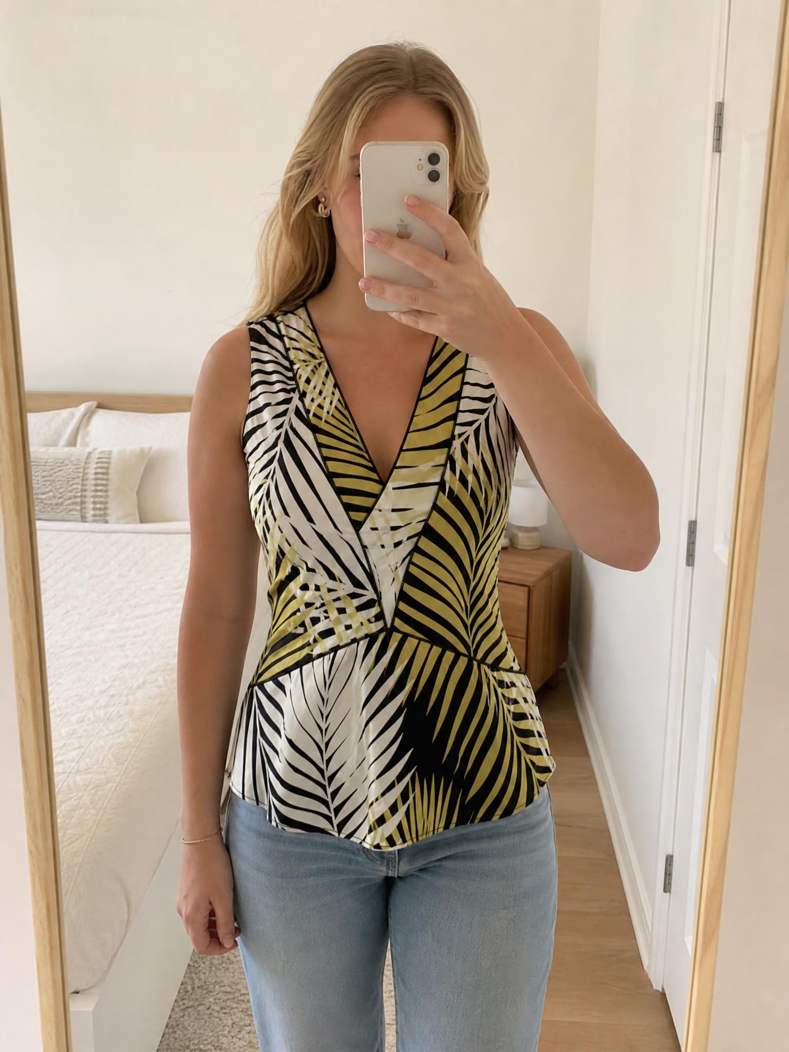 Planet Abstract Print Flared Dress – Black White Yellow