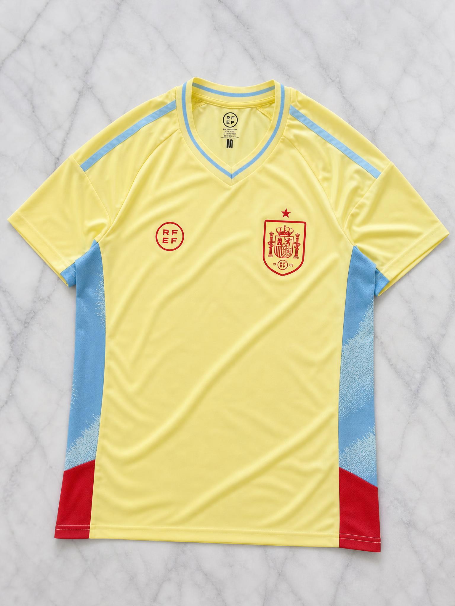 Spain National Football Jersey Yellow RFEF Away Shirt Very Good