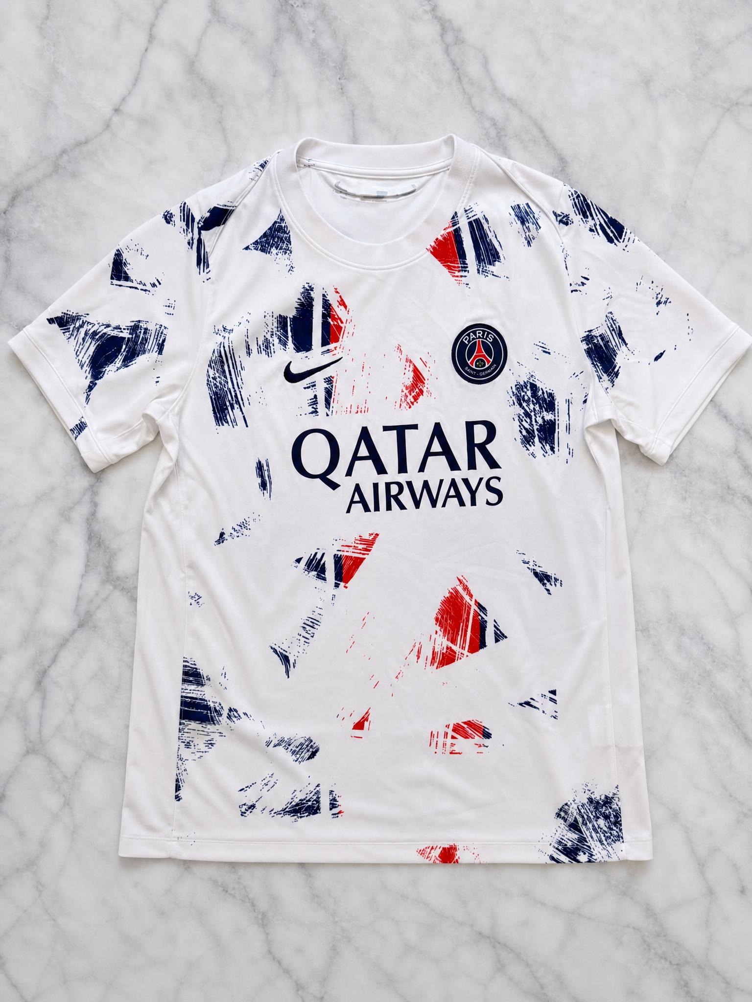 Nike PSG Football Shirt White Navy Red Graphic Very Good