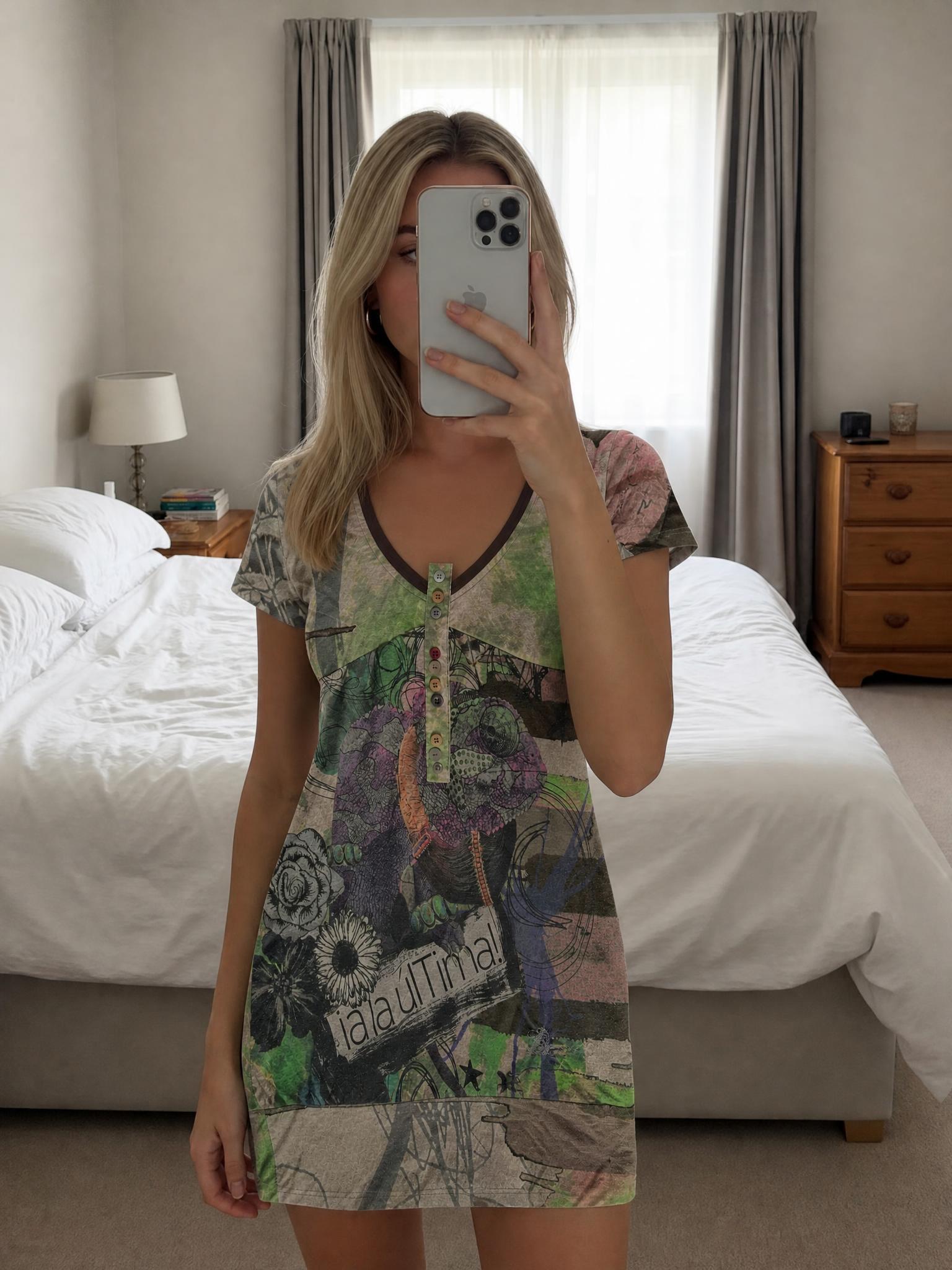 Desigual colourful printed button-front dress