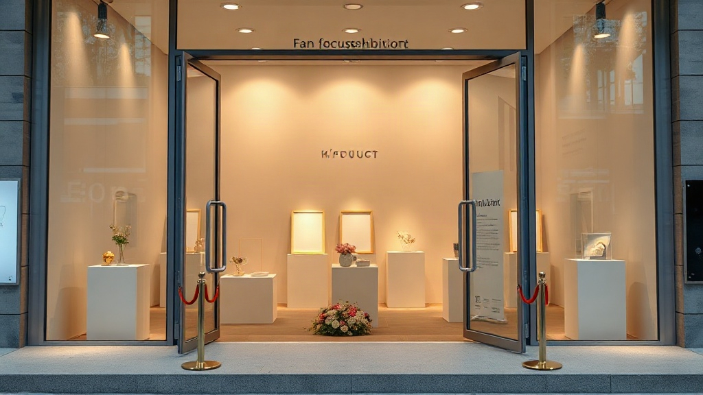 Editorial image of two K-pop idols in a curated exhibition-like space with fans' personal memorabilia